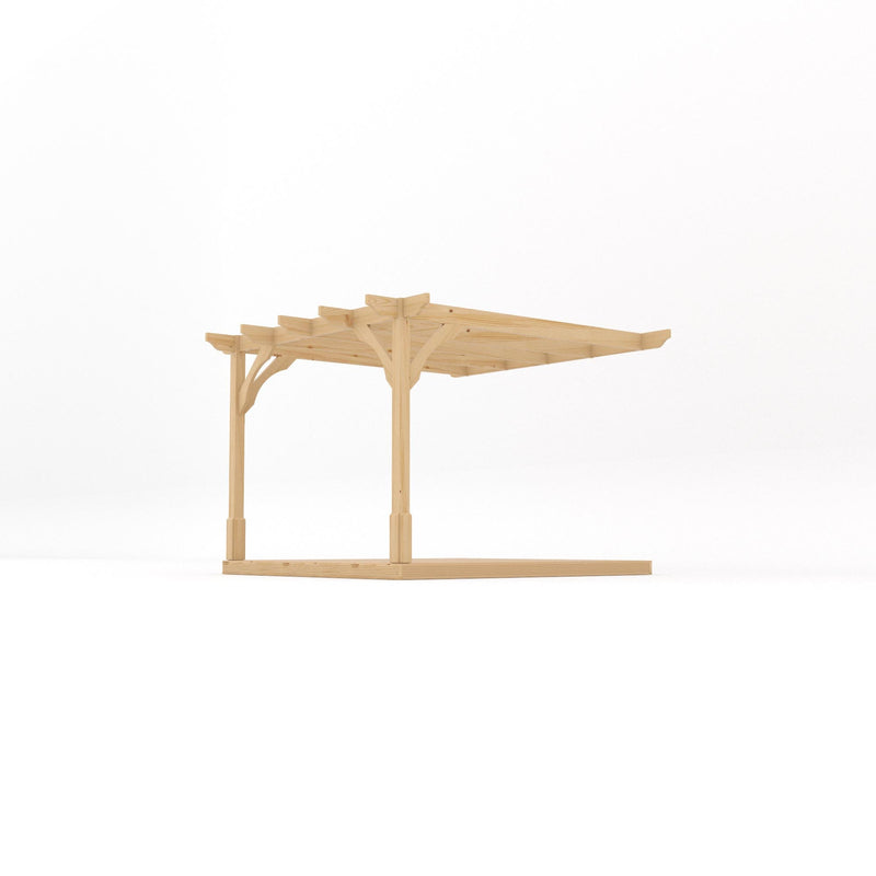 Wall Mounted Premium Pergola with Decking - Light Green - 3m Depth x 3m Length