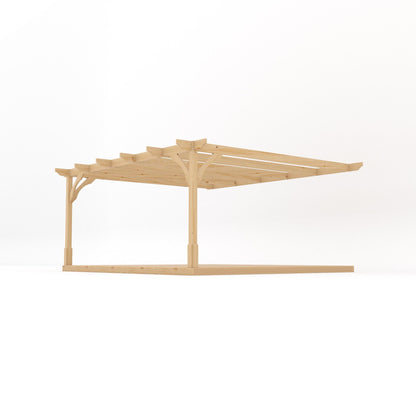 Wall Mounted Premium Pergola with Decking - Light Green - 4.8m Depth x 4.8m Length