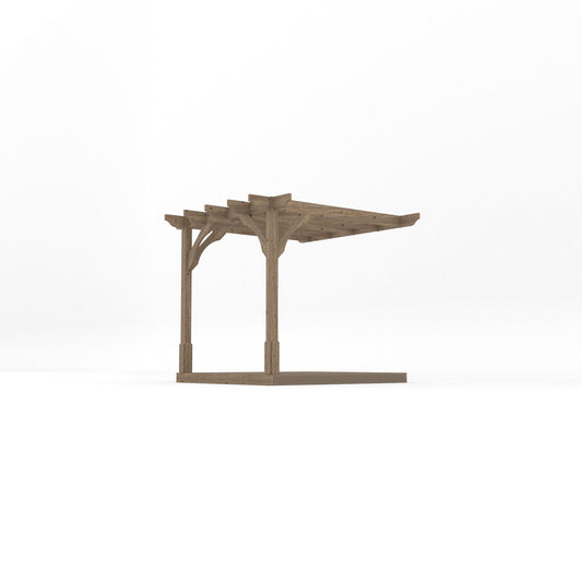 Veranda | Timber Premium Veranda | Integrated Decking Base | Wall Mounted Garden Structure | Rustic Brown | 2.4m Depth x 2.4m Length