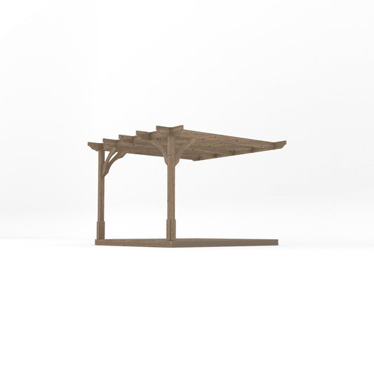 Veranda | Timber Premium Veranda | Integrated Decking Base | Wall Mounted Garden Structure | Rustic Brown | 3m Depth x 3m Length