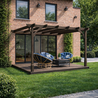 Veranda | Timber Premium Veranda | Integrated Decking Base | Wall Mounted Garden Structure | Rustic Brown | 3m Depth x 3m Length