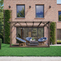 Veranda | Timber Premium Veranda | Integrated Decking Base | Wall Mounted Garden Structure | Rustic Brown | 2.4m Depth x 2.4m Length