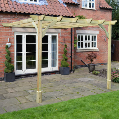 Wall Mounted Premium Pergola - Light Green - 2.4m Depth x 3m Length