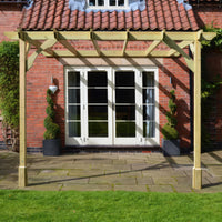 Veranda | Timber Premium Veranda | Wall Mounted Garden Structure | Heavyweight Section Timber | Light Green | 4.2m Depth x 4.2m Length