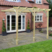 Veranda | Timber Premium Veranda | Wall Mounted Garden Structure | Heavyweight Section Timber | Light Green | 4.2m Depth x 6m Length