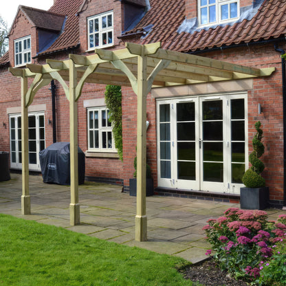 Wall Mounted Premium Pergola - Light Green - 3m Depth x 4.2m Length