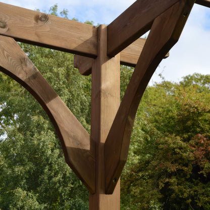 Wall Mounted Premium Pergola - Rustic Brown - 3.6m Depth x 7.8m Length