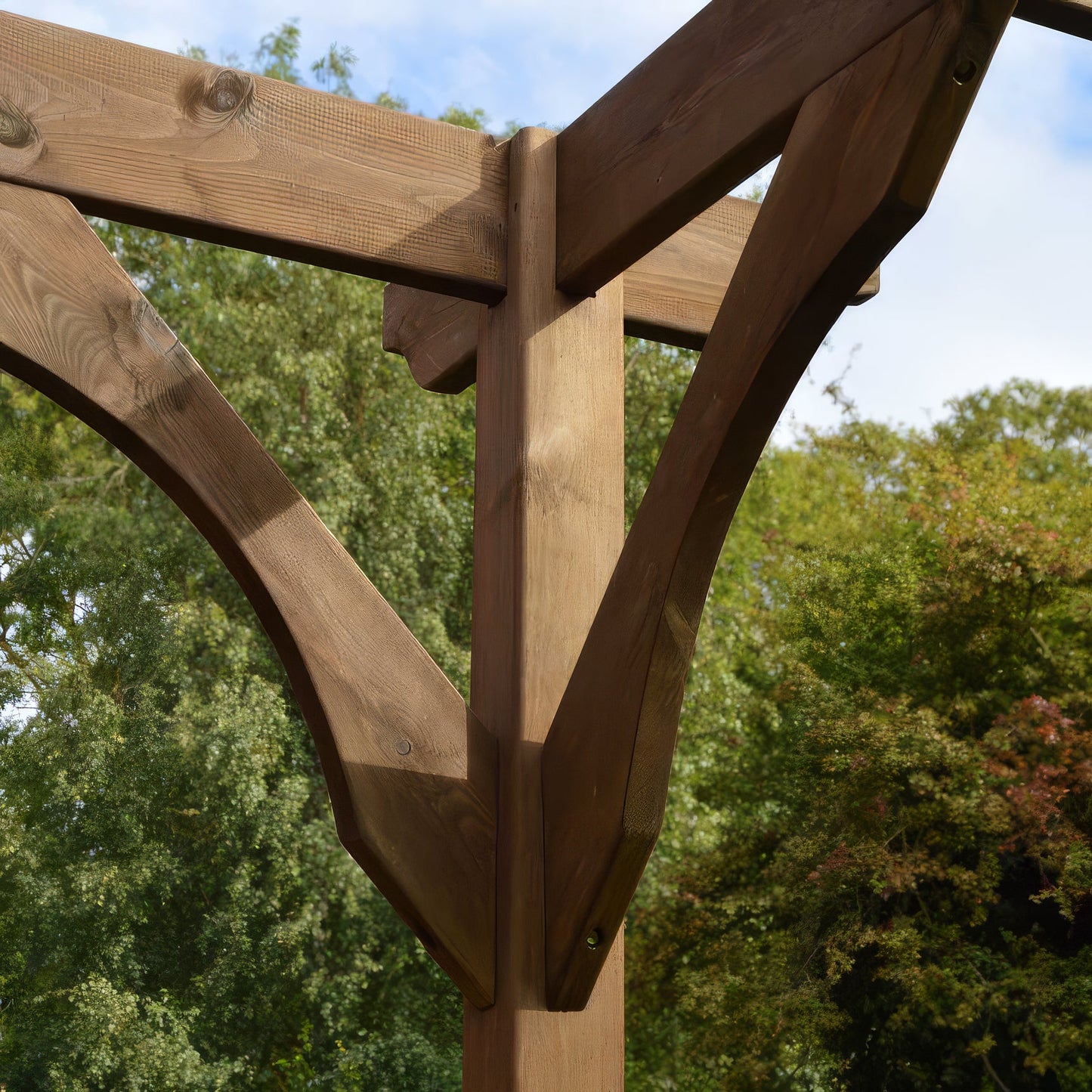 Wall Mounted Premium Pergola - Rustic Brown - 1.8m Depth x 3.6m Length