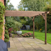 Veranda | Timber Premium Veranda | Wall Mounted Garden Structure | Heavyweight Section Timber | Rustic Brown | 4.2m Depth x 4.2m Length