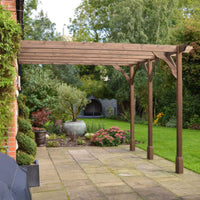 Veranda | Timber Premium Veranda | Wall Mounted Garden Structure | Heavyweight Section Timber | Rustic Brown | 4.2m Depth x 6.6m Length