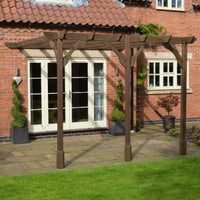 Veranda | Timber Premium Veranda | Wall Mounted Garden Structure | Heavyweight Section Timber | Rustic Brown | 4.2m Depth x 6.6m Length