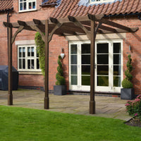 Veranda | Timber Premium Veranda | Wall Mounted Garden Structure | Heavyweight Section Timber | Rustic Brown | 3.6m Depth x 6m Length
