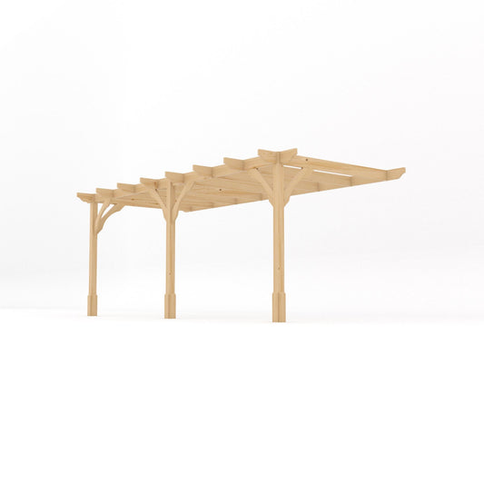 Veranda | Timber Premium Veranda | Wall Mounted Garden Structure | Heavyweight Section Timber | Light Green | 4.2m Depth x 5.4m Length