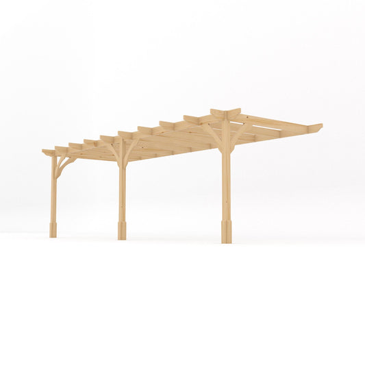 Veranda | Timber Premium Veranda | Wall Mounted Garden Structure | Heavyweight Section Timber | Light Green | 4.2m Depth x 6.6m Length