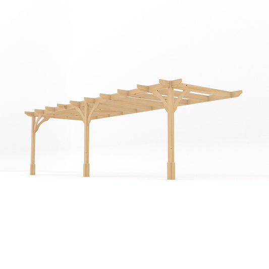 Veranda | Timber Premium Veranda | Wall Mounted Garden Structure | Heavyweight Section Timber | Light Green | 4.8m Depth x 7.2m Length