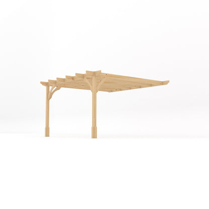 Wall Mounted Premium Pergola - Light Green - 3.6m Depth x 3.6m Length