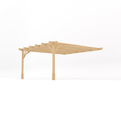Wall Mounted Premium Pergola - Light Green - 4.2m Depth x 4.2m Length