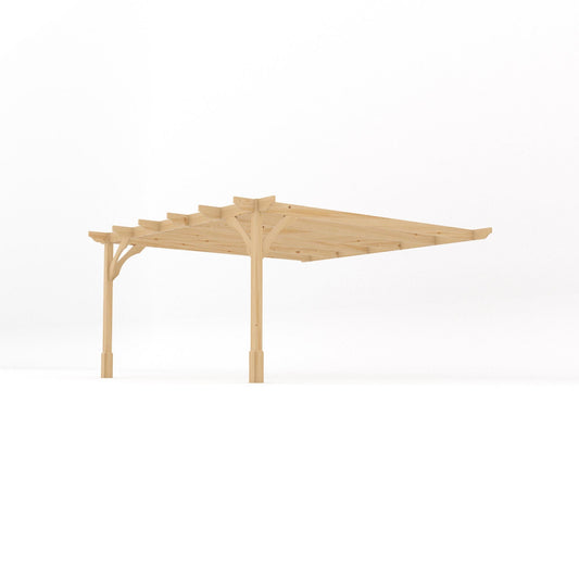Veranda | Timber Premium Veranda | Wall Mounted Garden Structure | Heavyweight Section Timber | Light Green | 4.2m Depth x 4.2m Length