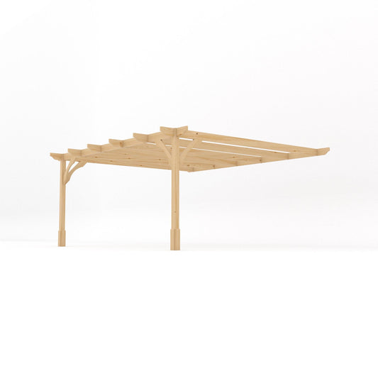 Veranda | Timber Premium Veranda | Wall Mounted Garden Structure | Heavyweight Section Timber | Light Green | 4.8m Depth x 4.8m Length