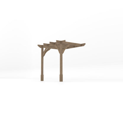 Wall Mounted Premium Pergola - Rustic Brown - 1.8m Depth x 2.4m Length