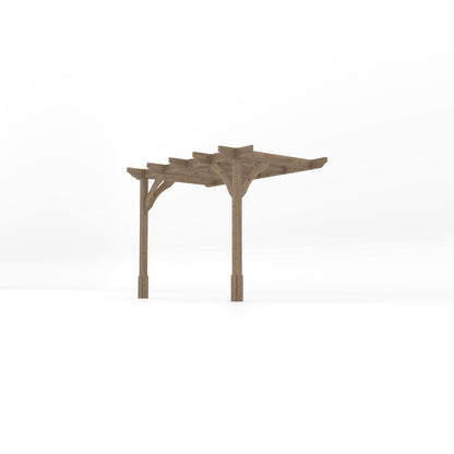 Wall Mounted Premium Pergola - Rustic Brown - 1.8m Depth x 3m Length