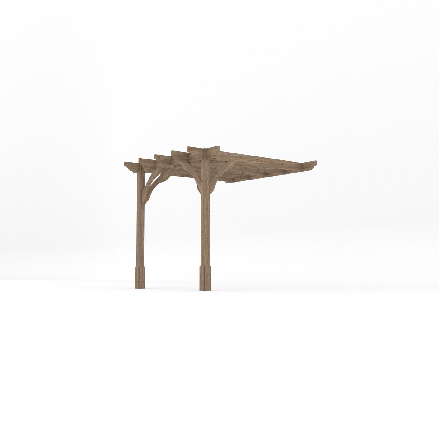 Wall Mounted Premium Pergola - Rustic Brown - 2.4m Depth x 2.4m Length