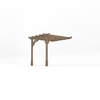 Wall Mounted Premium Pergola - Rustic Brown - 2.4m Depth x 2.4m Length