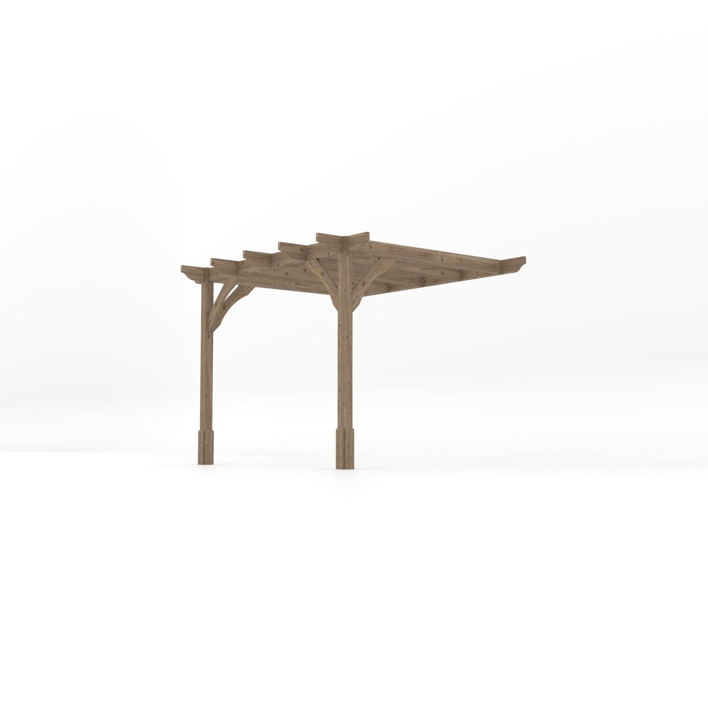 Wall Mounted Premium Pergola - Rustic Brown - 2.4m Depth x 3m Length