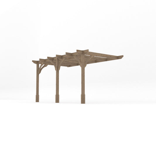 Veranda | Timber Premium Veranda | Wall Mounted Garden Structure | Heavyweight Section Timber | Rustic Brown | 3.6m Depth x 4.2m Length