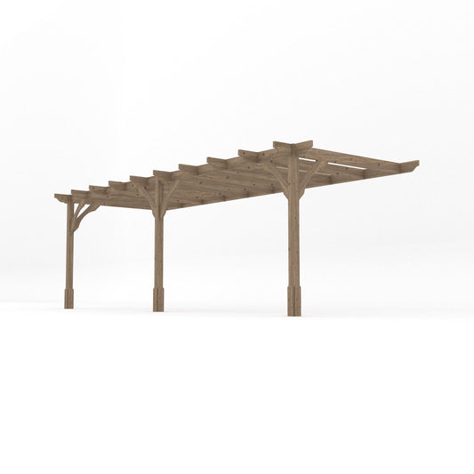 Veranda | Timber Premium Veranda | Wall Mounted Garden Structure | Heavyweight Section Timber | Rustic Brown | 4.2m Depth x 6.6m Length