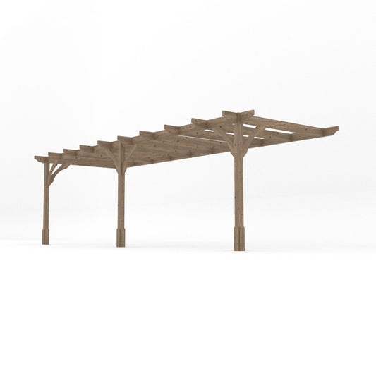Veranda | Timber Premium Veranda | Wall Mounted Garden Structure | Heavyweight Section Timber | Rustic Brown | 4.2m Depth x 7.2m Length
