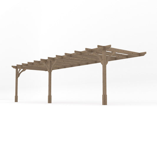Veranda | Timber Premium Veranda | Wall Mounted Garden Structure | Heavyweight Section Timber | Rustic Brown | 3.6m Depth x 7.8m Length