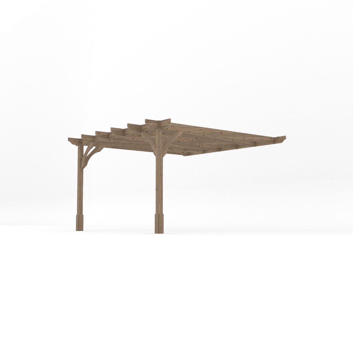Wall Mounted Premium Pergola - Rustic Brown - 3.6m Depth x 3.6m Length