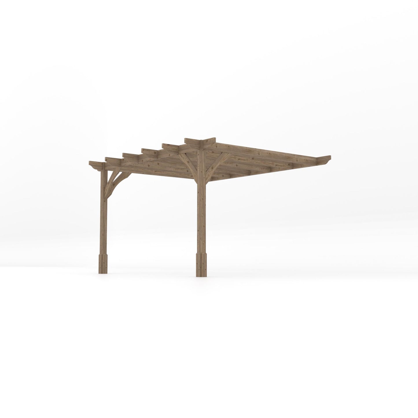 Wall Mounted Premium Pergola - Rustic Brown - 3m Depth x 3.6m Length