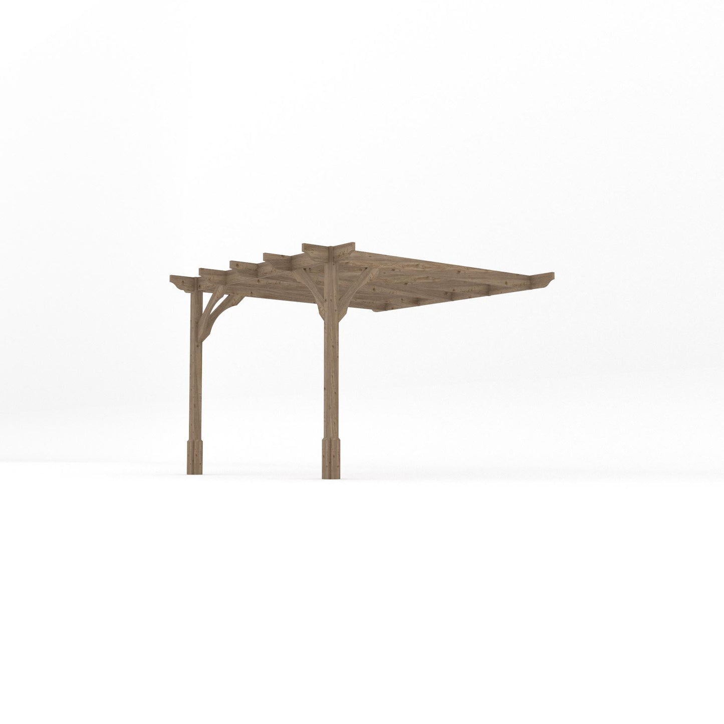 Wall Mounted Premium Pergola - Rustic Brown - 3m Depth x 3m Length