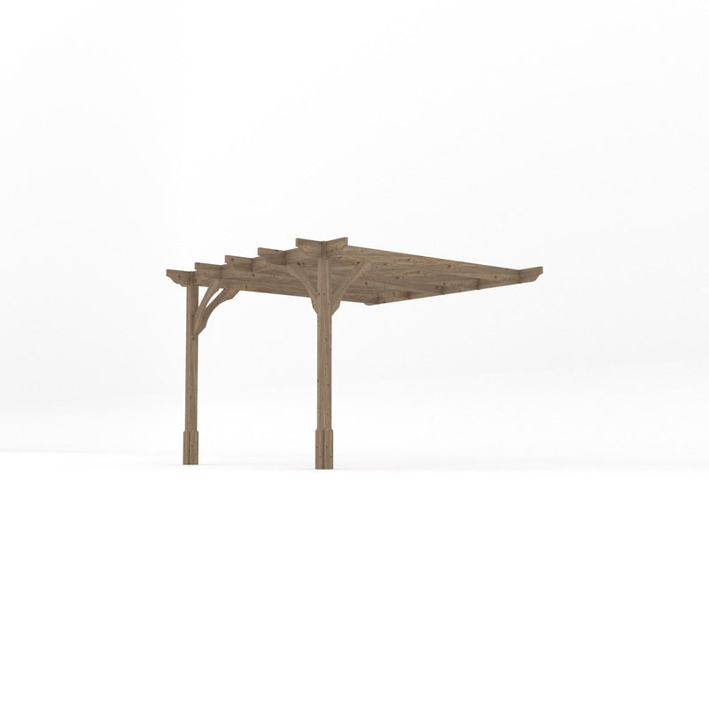 Wall Mounted Premium Pergola - Rustic Brown - 3m Depth x 3m Length