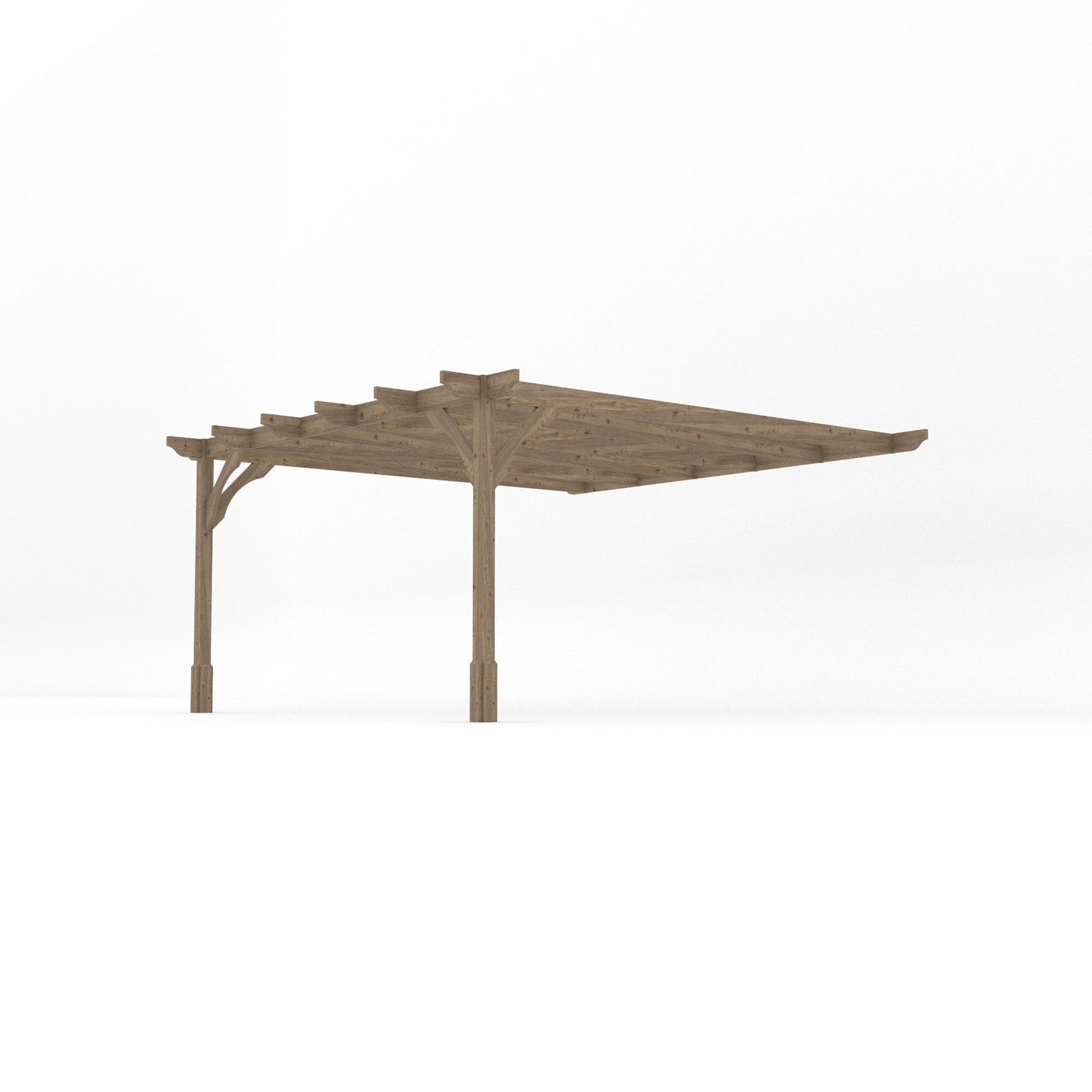 Wall Mounted Premium Pergola - Rustic Brown - 4.2m Depth x 4.2m Length