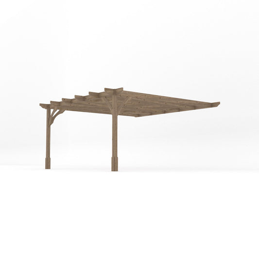 Veranda | Timber Premium Veranda | Wall Mounted Garden Structure | Heavyweight Section Timber | Rustic Brown | 4.2m Depth x 4.2m Length