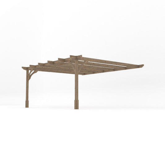 Veranda | Timber Premium Veranda | Wall Mounted Garden Structure | Heavyweight Section Timber | Rustic Brown | 4.8m Depth x 4.8m Length