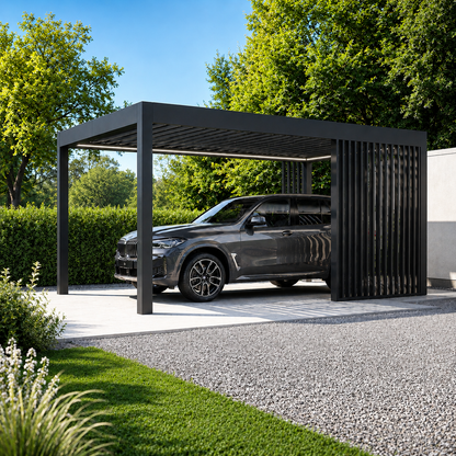 Aluminium Carport | The Riposo | Trapezoidal Roofing | Extra-Wide | Spans Up To 7m | Integrated LED