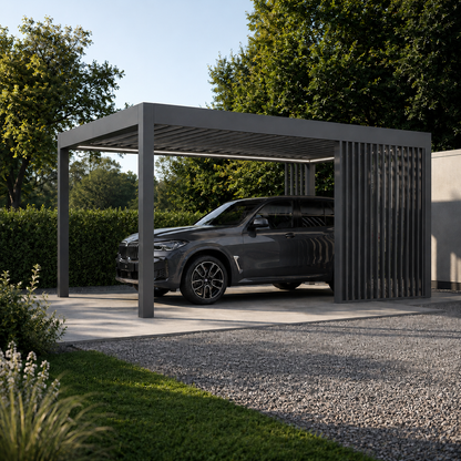 Aluminium Carport | The Riposo | Trapezoidal Roofing | Extra-Wide | Spans Up To 7m | Integrated LED