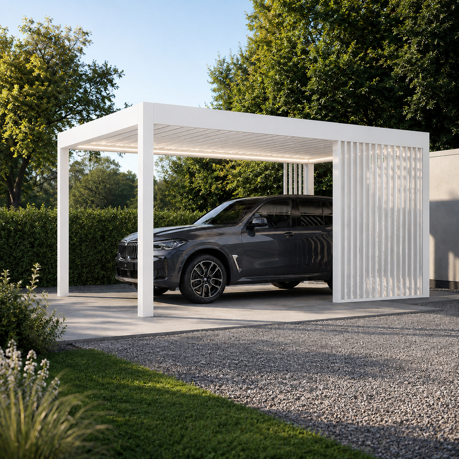 Aluminium Carport | The Riposo | Trapezoidal Roofing | Extra-Wide | Spans Up To 7m | Integrated LED