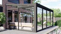 MB Wedge Gable Infill by Roma Verandas - anthracite grey ral 7016 left sliding glass door wedge right sliding glass door wedge sliding glass door