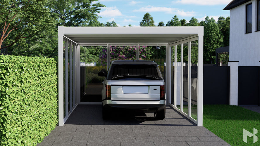 MB Glass Side Wall by Roma Verandas - white ral 9016 3x glass wall