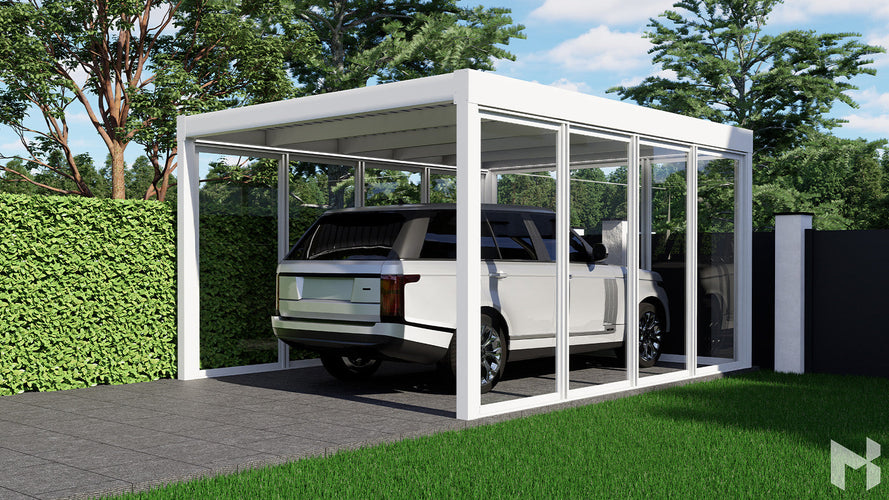 MB Glass Side Wall by Roma Verandas - white ral 9016 3x glass wall