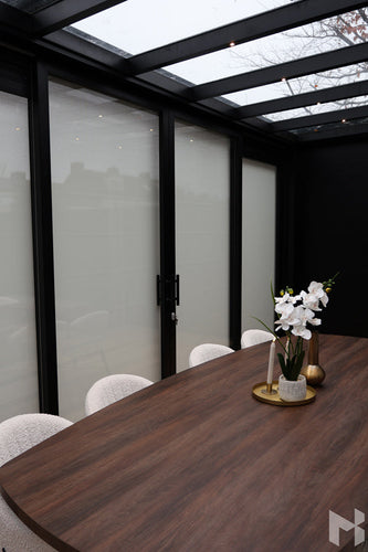 MB Glass Side Wall by Roma Verandas - garden room inside sliding glass doors screens