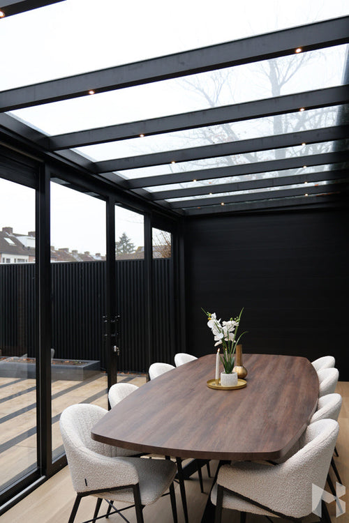 MB Glass Side Wall by Roma Verandas - garden room inside sliding glass doors screens