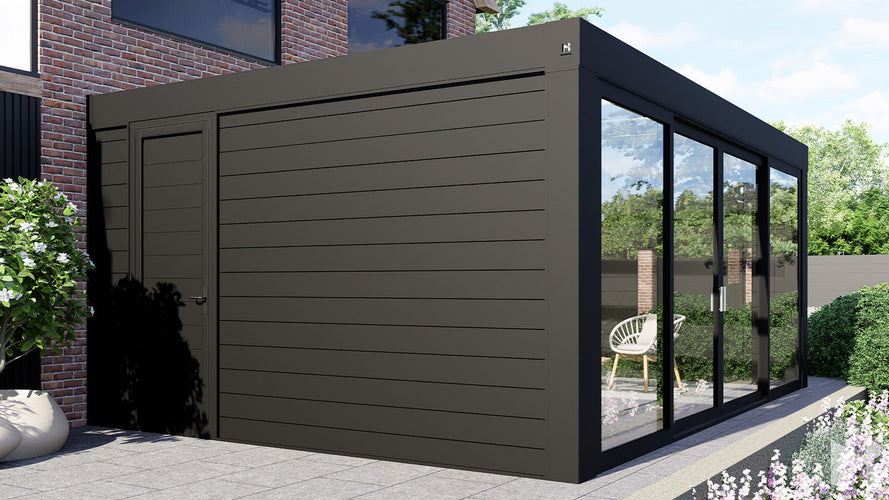 MB Aluminium Doors by Roma Verandas - black left aluminium door right aluminium door front sliding glass doors