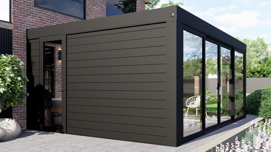 MB Aluminium Doors by Roma Verandas - black left aluminium door