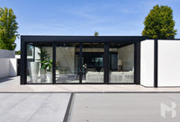 MB Cube Grand by Roma Verandas - front outside closed glass sliding glass doors